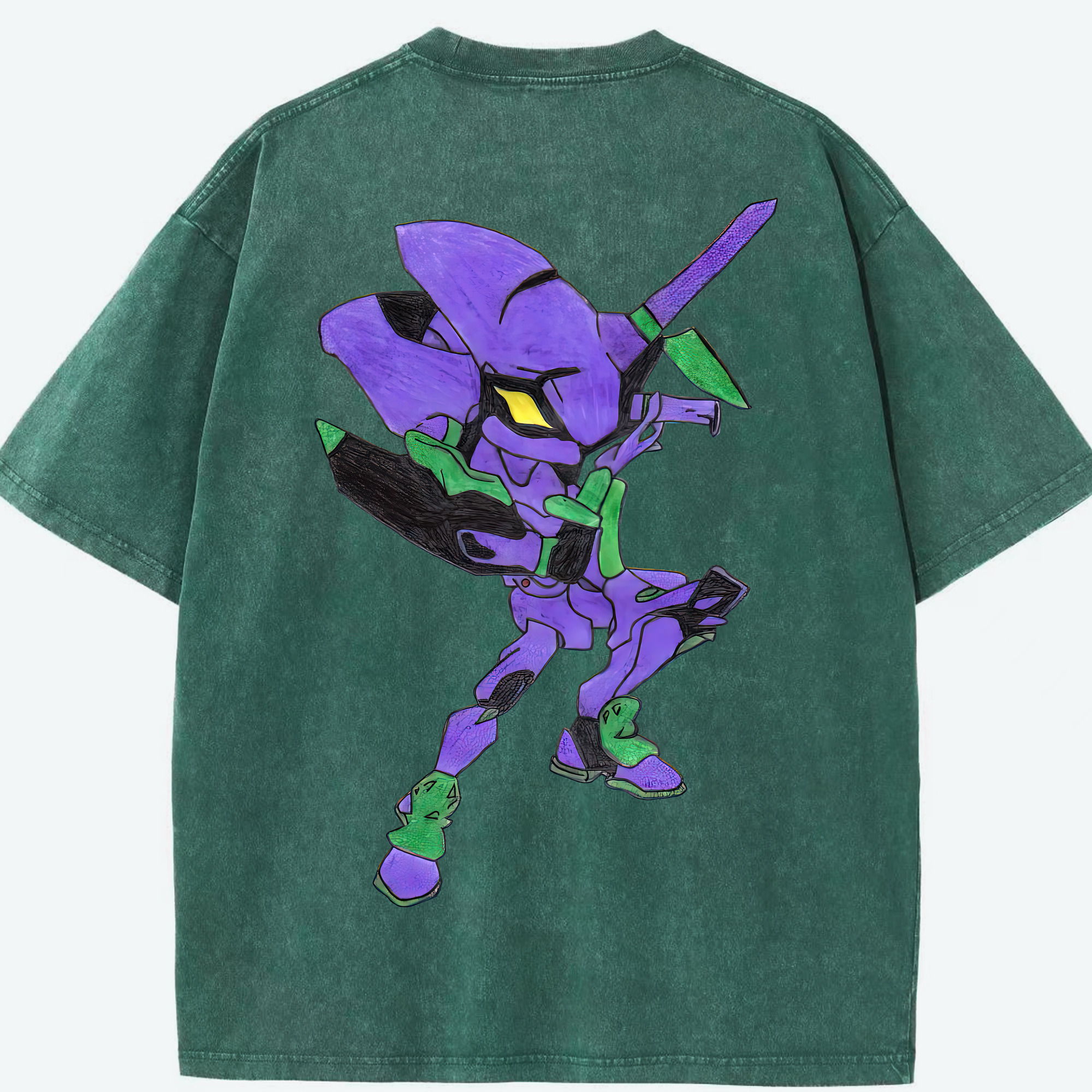 （画像用） EVA 新世紀エヴァンゲリオン 綿100% ヴィンテージ風 半袖Tシャツ（背面プリント）